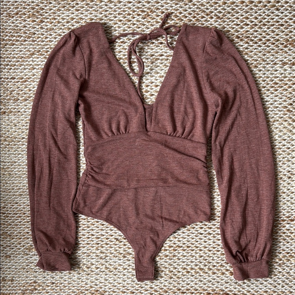 Brown Long Sleeve Bodysuit